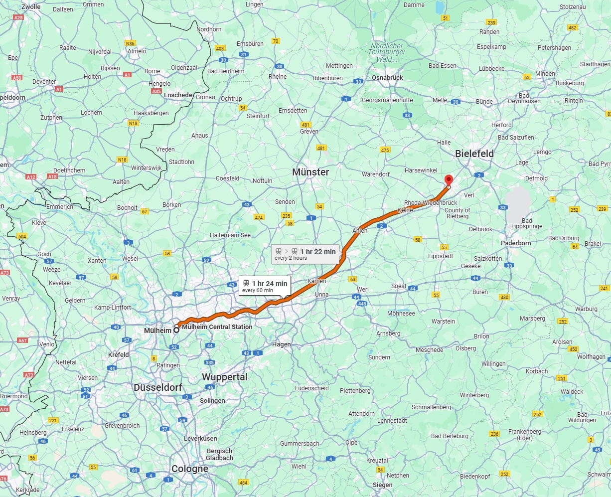 Anreise von Mülheim an der Ruhr Zu Gütersloh Über 