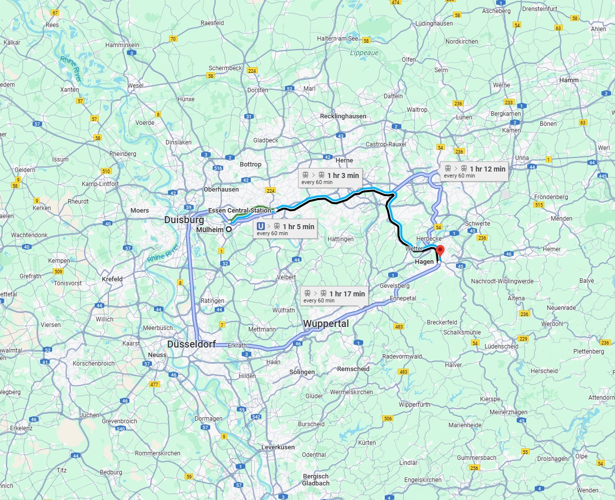 Anreise von Mülheim an der Ruhr Zu Hagen Über 