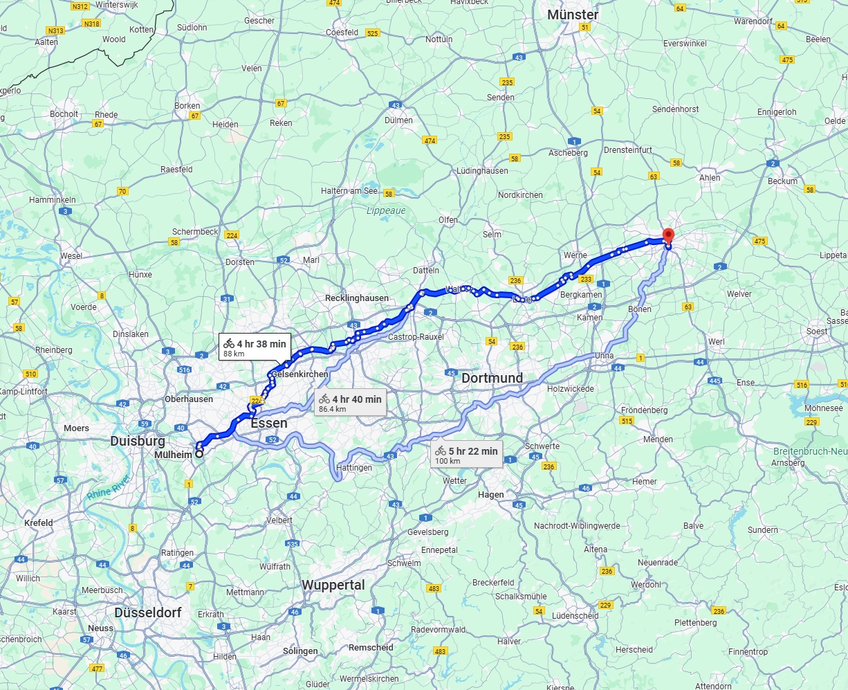 Anreise von Mülheim an der Ruhr Zu Hamm Über 