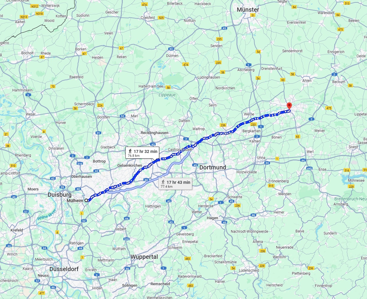 Anreise von Mülheim an der Ruhr Zu Hamm Über 