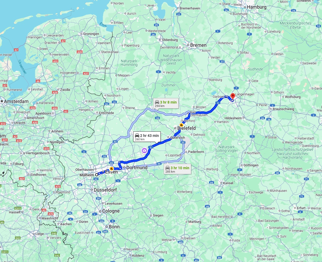 Anreise von Mülheim an der Ruhr Zu Hannover Über via A2