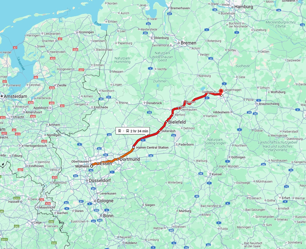 Anreise von Mülheim an der Ruhr Zu Hannover Über 