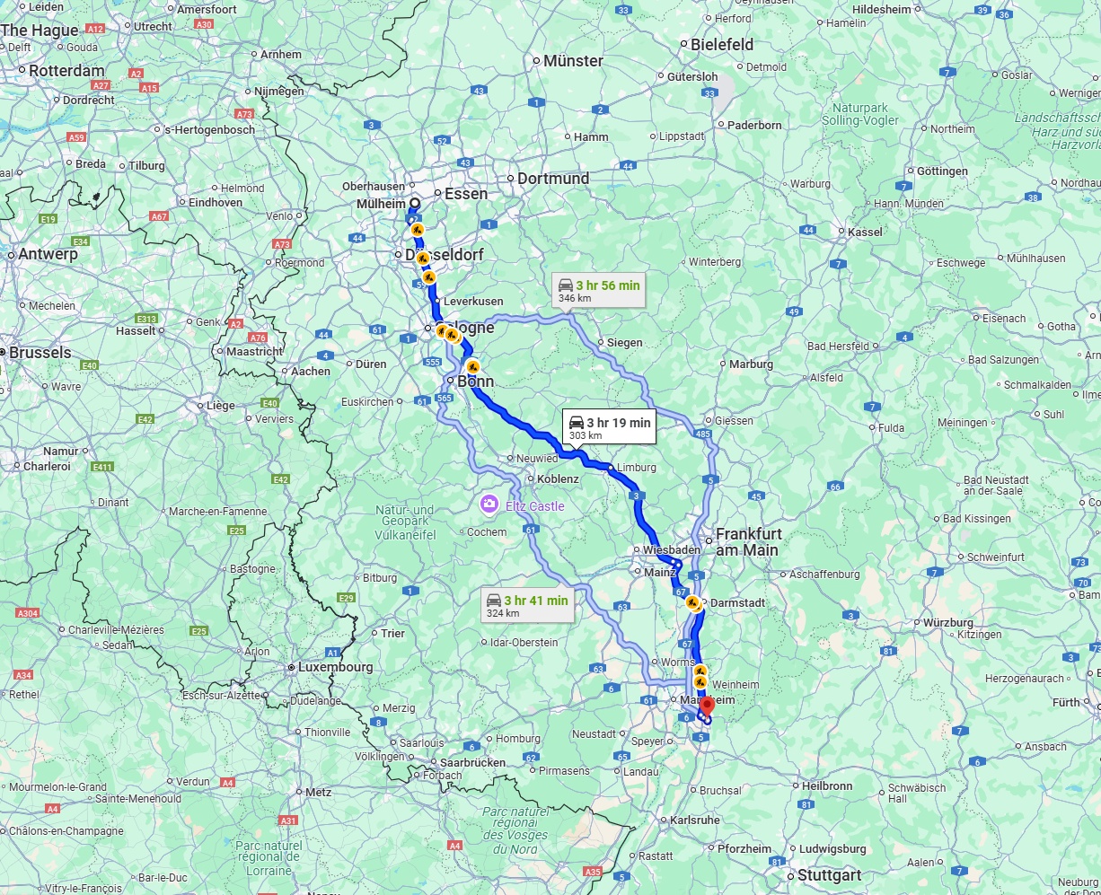Anreise von Mülheim an der Ruhr Zu Heidelberg Über via A3
