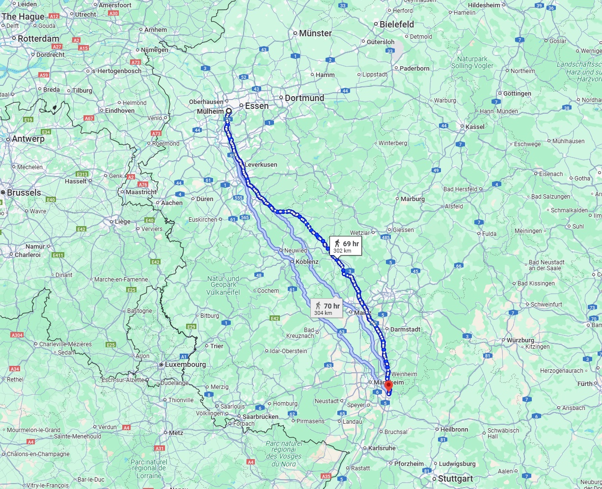 Anreise von Mülheim an der Ruhr Zu Heidelberg Über 