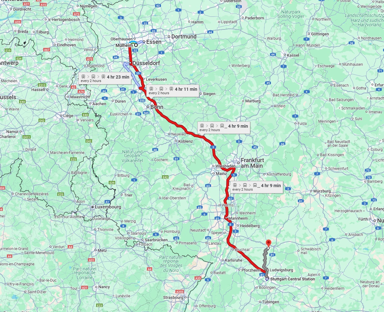Anreise von Mülheim an der Ruhr Zu Heilbronn Über 
