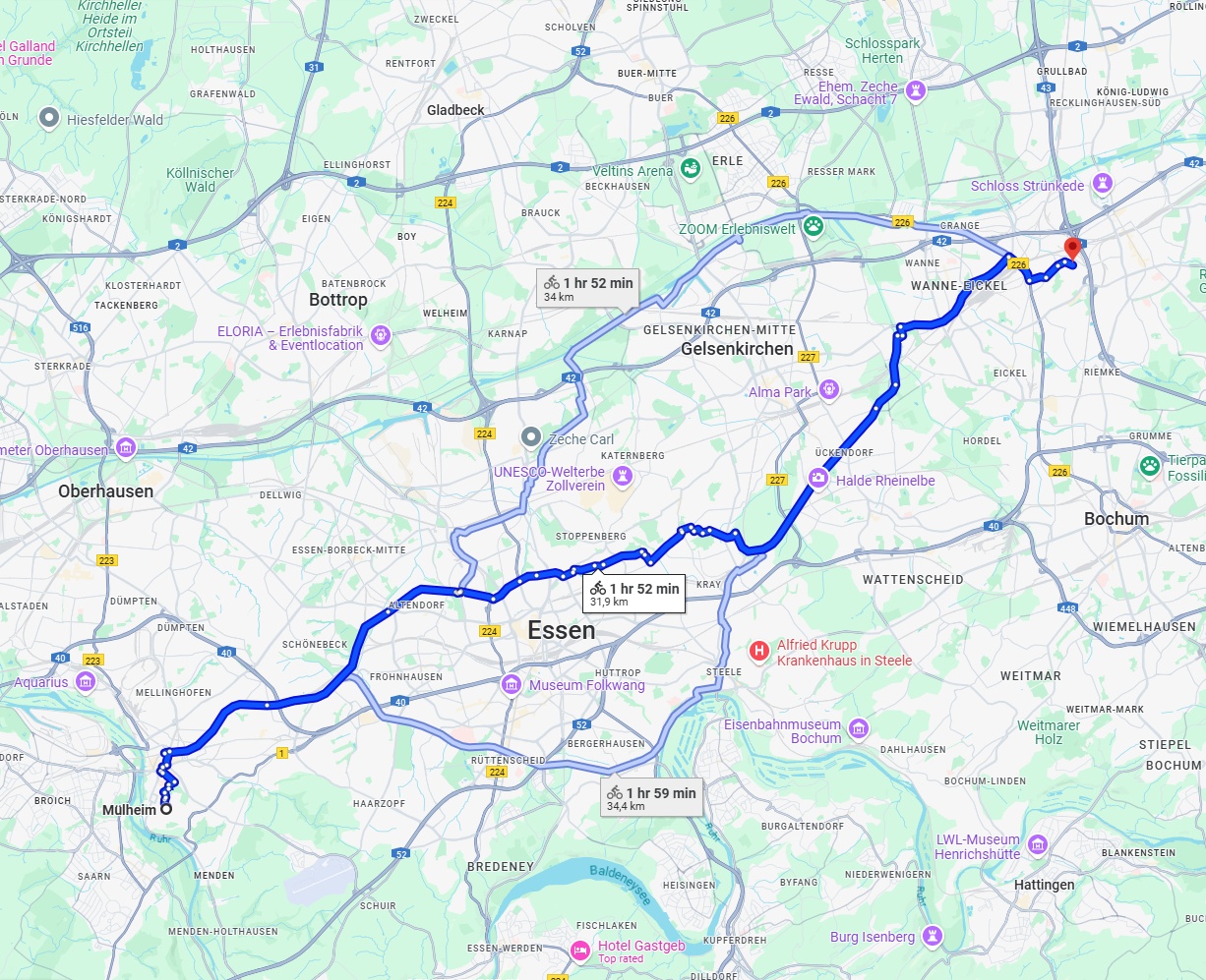 Anreise von Mülheim an der Ruhr Zu Herne Über 
