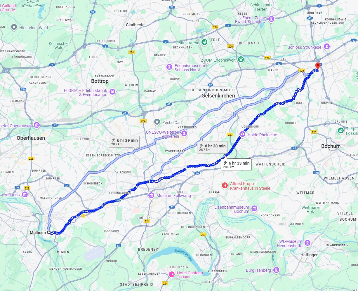 Anreise von Mülheim an der Ruhr Zu Herne Über 