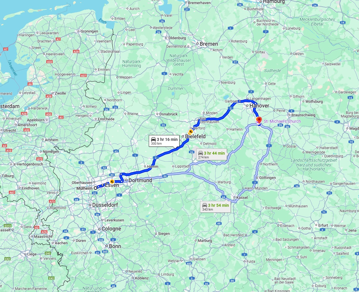 Anreise von Mülheim an der Ruhr Zu Hildesheim Über via A2
