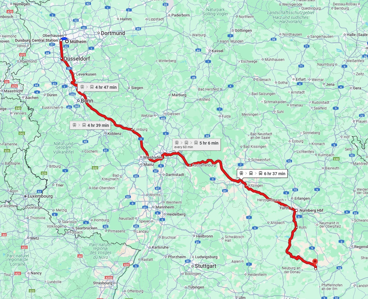 Anreise von Mülheim an der Ruhr Zu Ingolstadt Über 