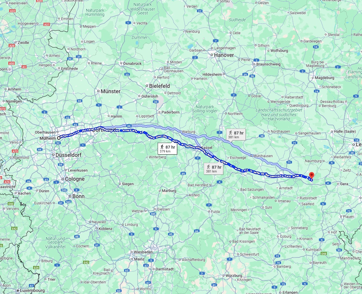 Anreise von Mülheim an der Ruhr Zu Jena Über 