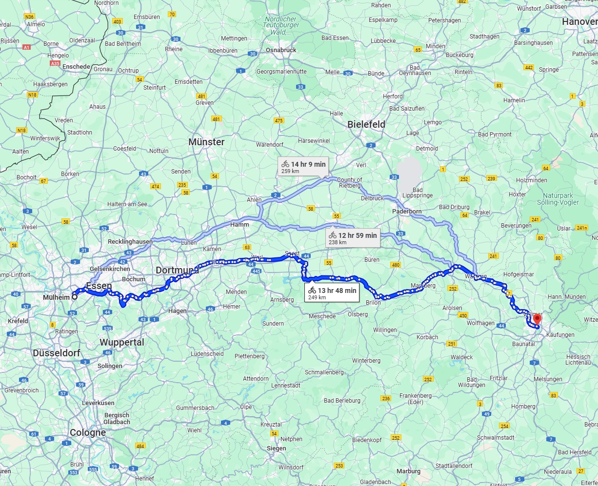 Anreise von Mülheim an der Ruhr Zu Kassel Über 