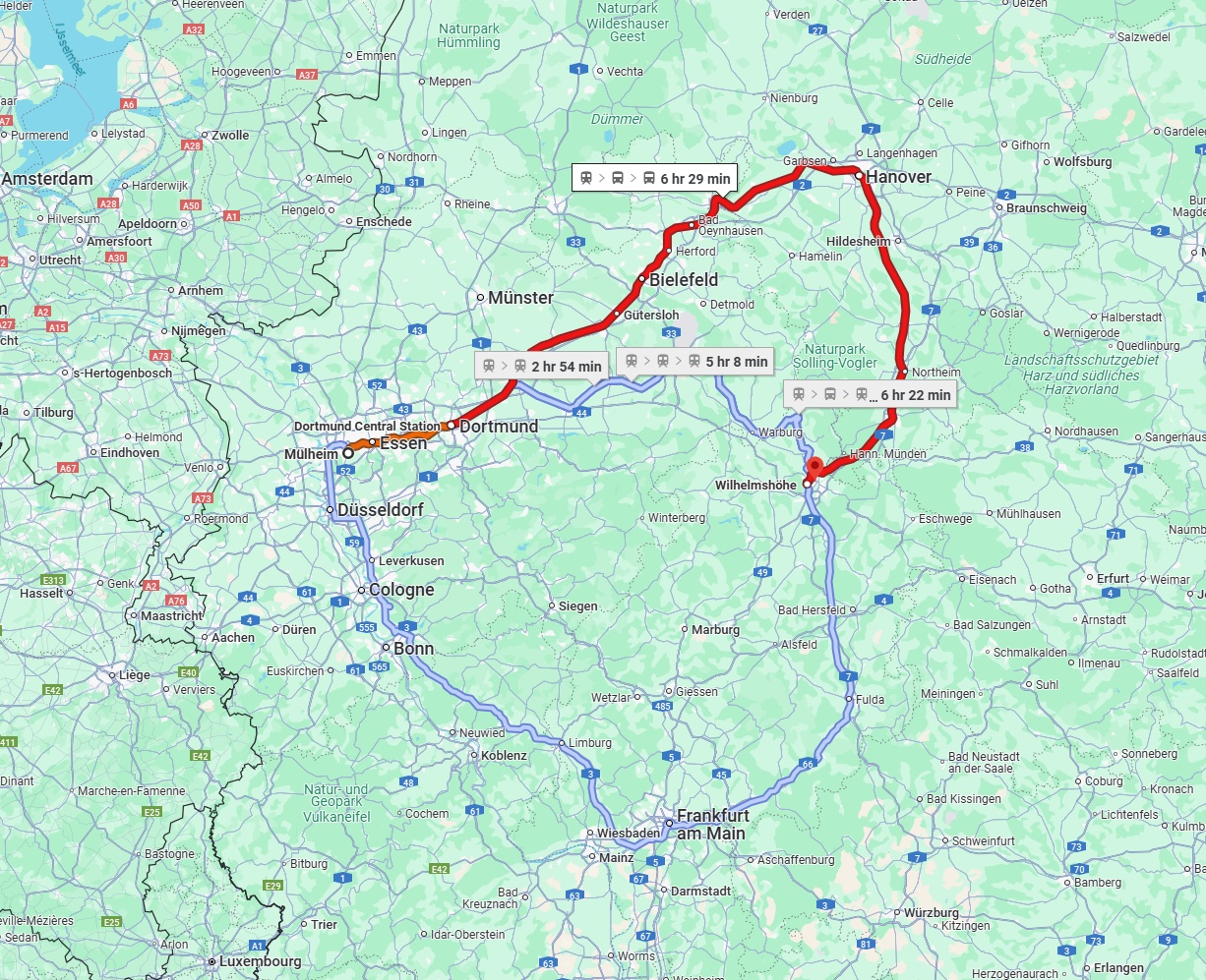 Anreise von Mülheim an der Ruhr Zu Kassel Über 