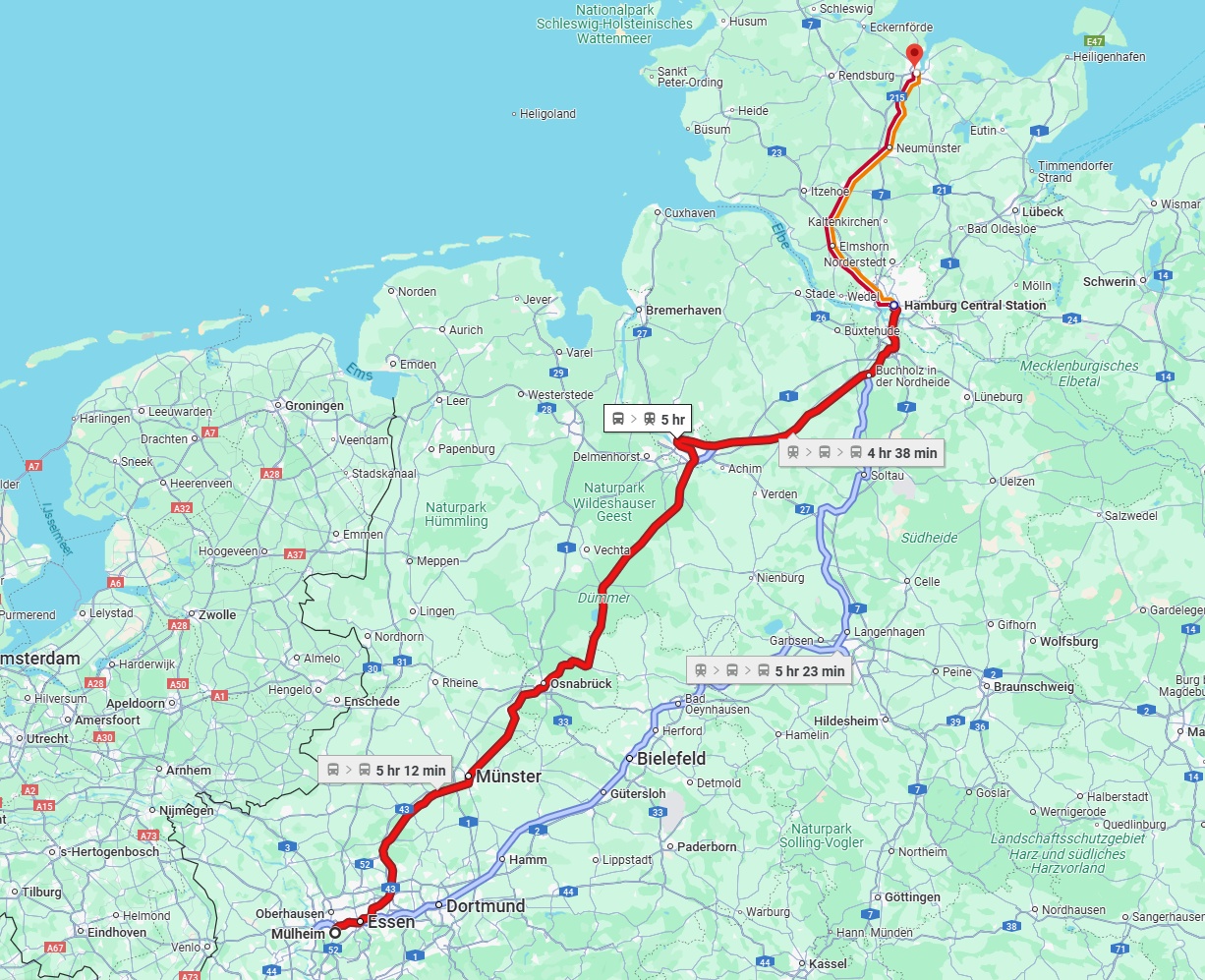 Anreise von Mülheim an der Ruhr Zu Kiel Über 