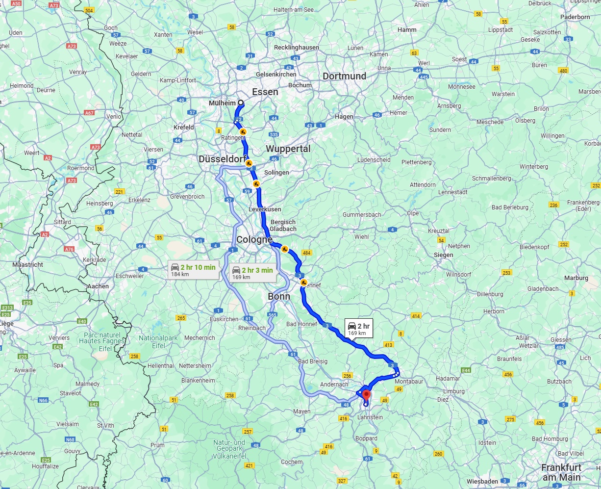 Anreise von Mülheim an der Ruhr Zu Koblenz Über via A3