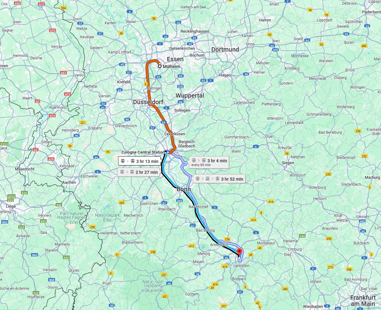 Anreise von Mülheim an der Ruhr Zu Koblenz Über 