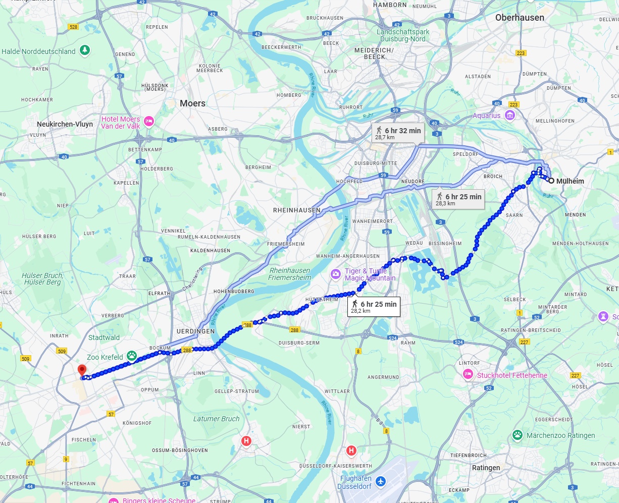 Anreise von Mülheim an der Ruhr Zu Krefeld Über 