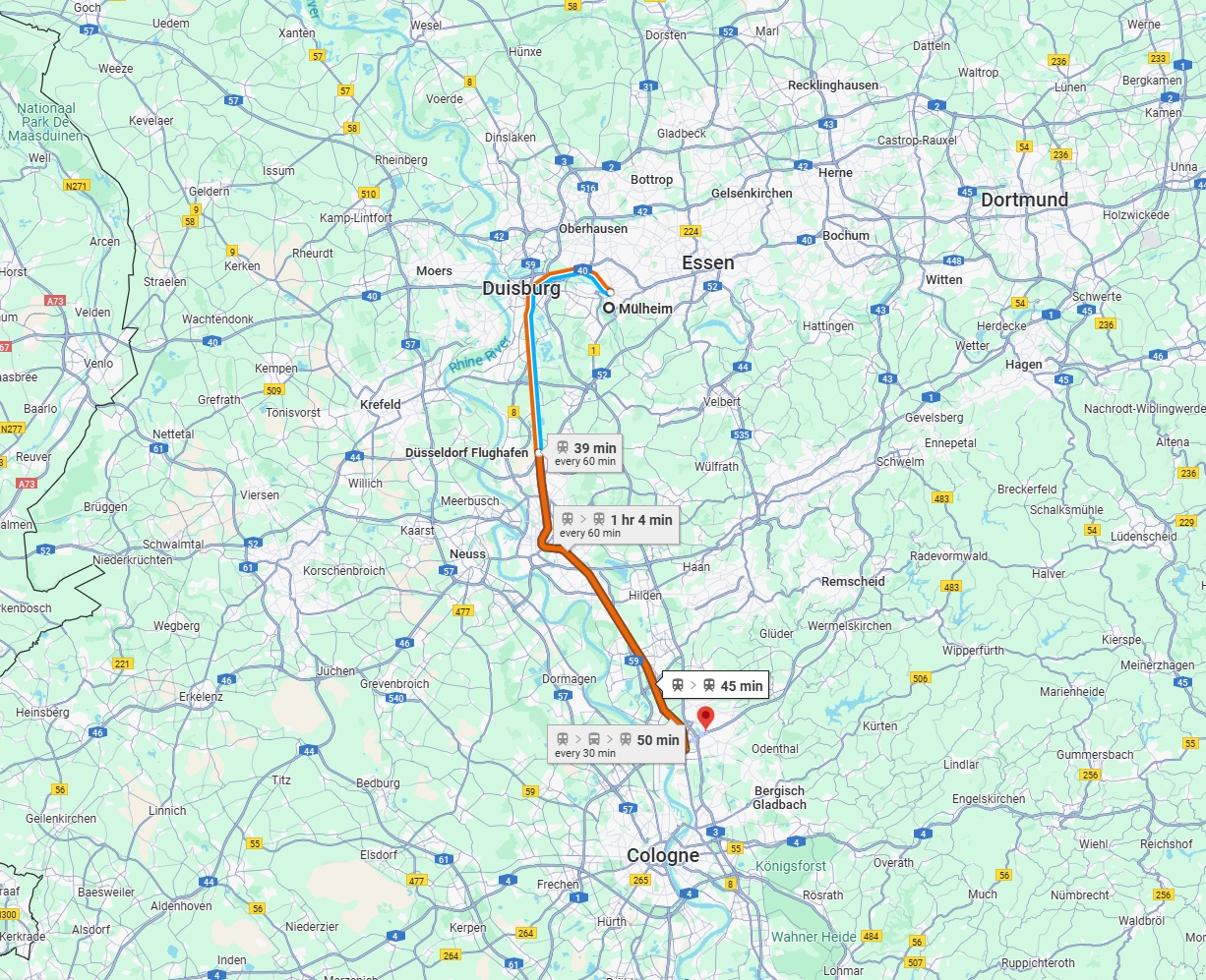 Anreise von Mülheim an der Ruhr Zu Leverkusen Über 