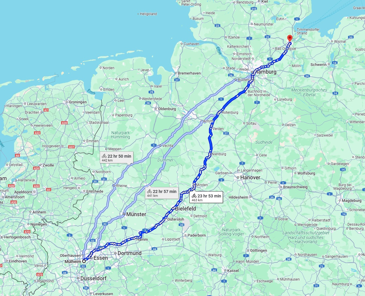 Anreise von Mülheim an der Ruhr Zu Lübeck Über 