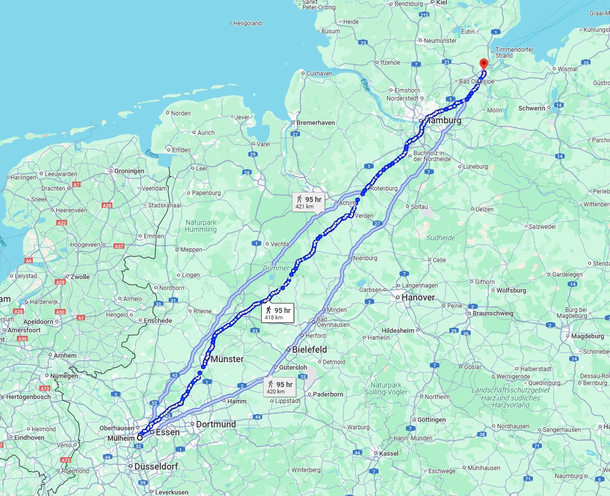 Anreise von Mülheim an der Ruhr Zu Lübeck Über 