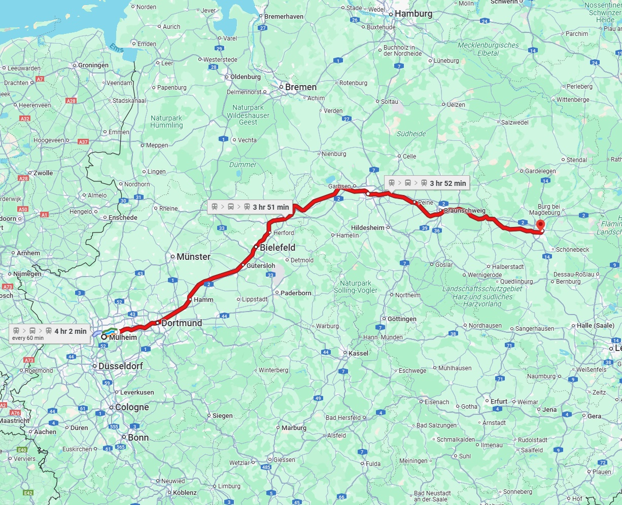 Anreise von Mülheim an der Ruhr Zu Magdeburg Über 