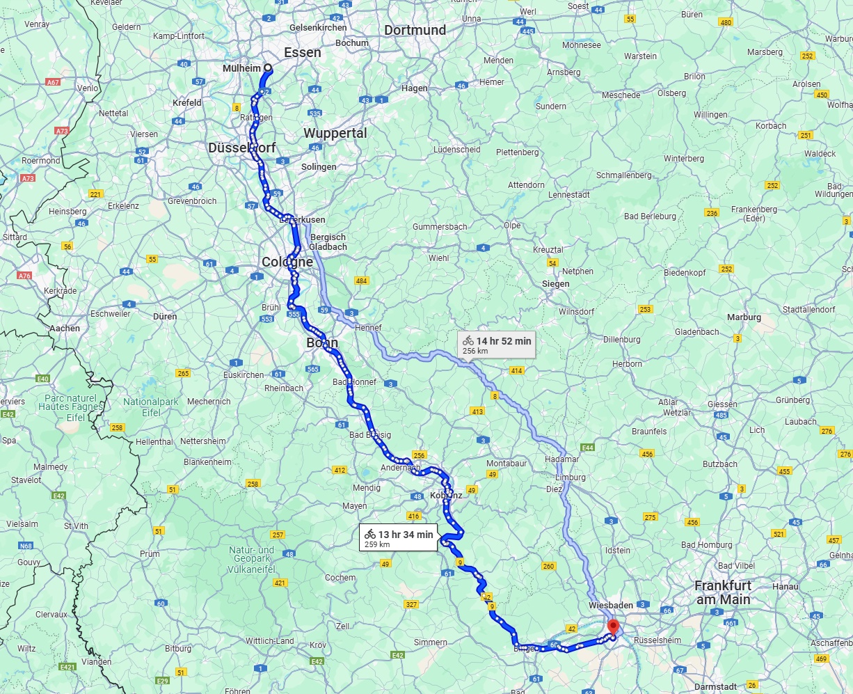 Anreise von Mülheim an der Ruhr Zu Mainz Über 