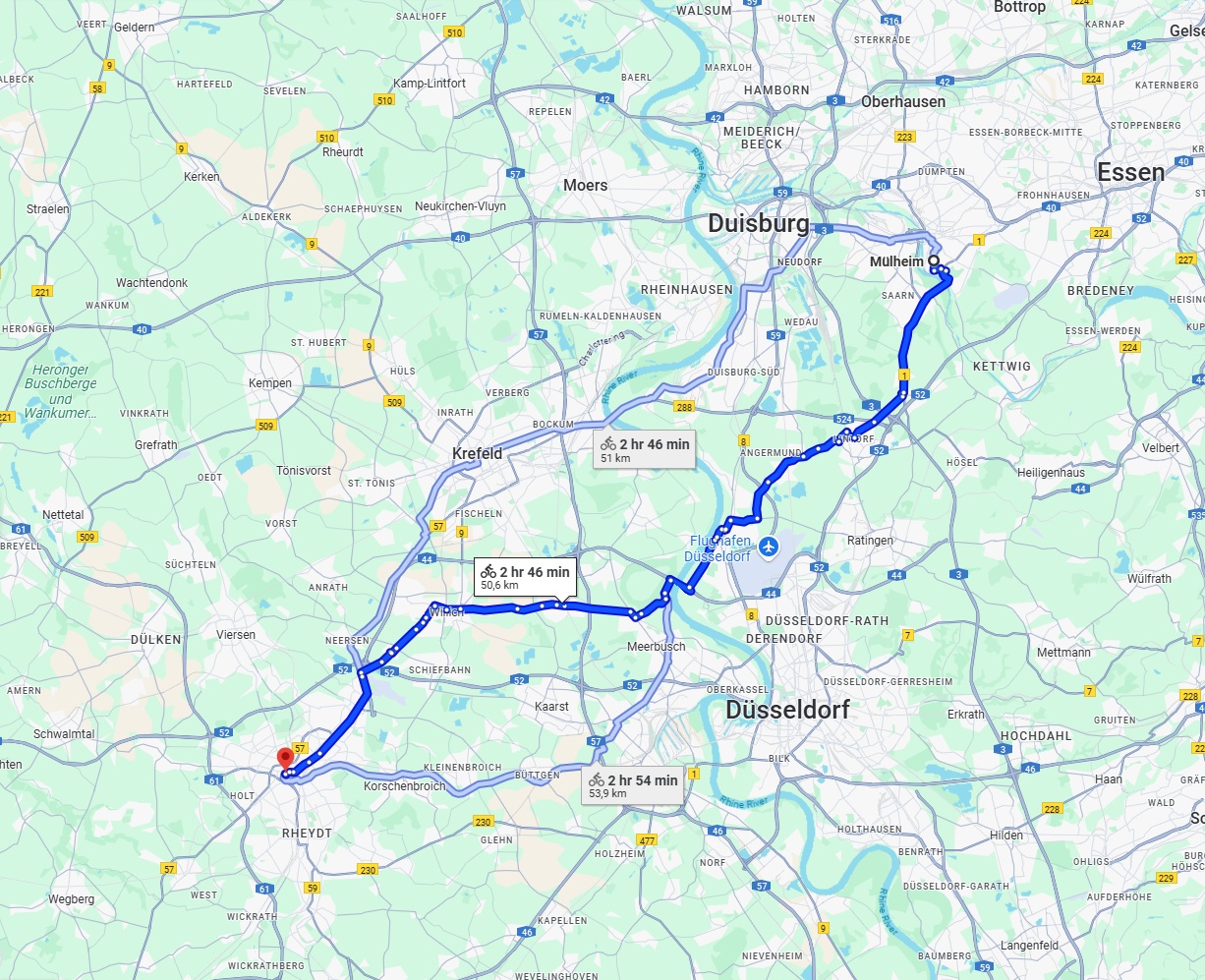 Anreise von Mülheim an der Ruhr Zu Mönchengladbach Über 