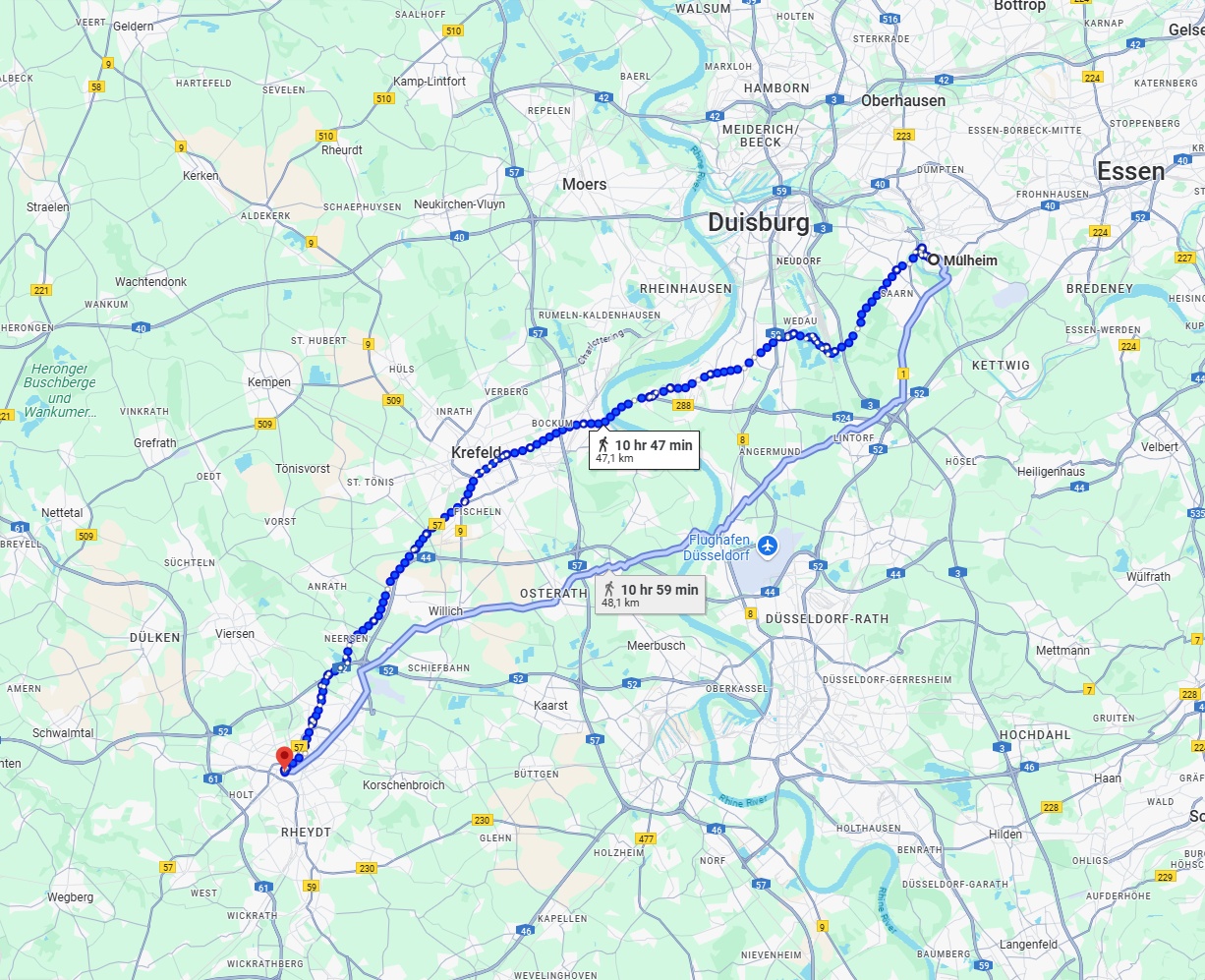 Anreise von Mülheim an der Ruhr Zu Mönchengladbach Über 