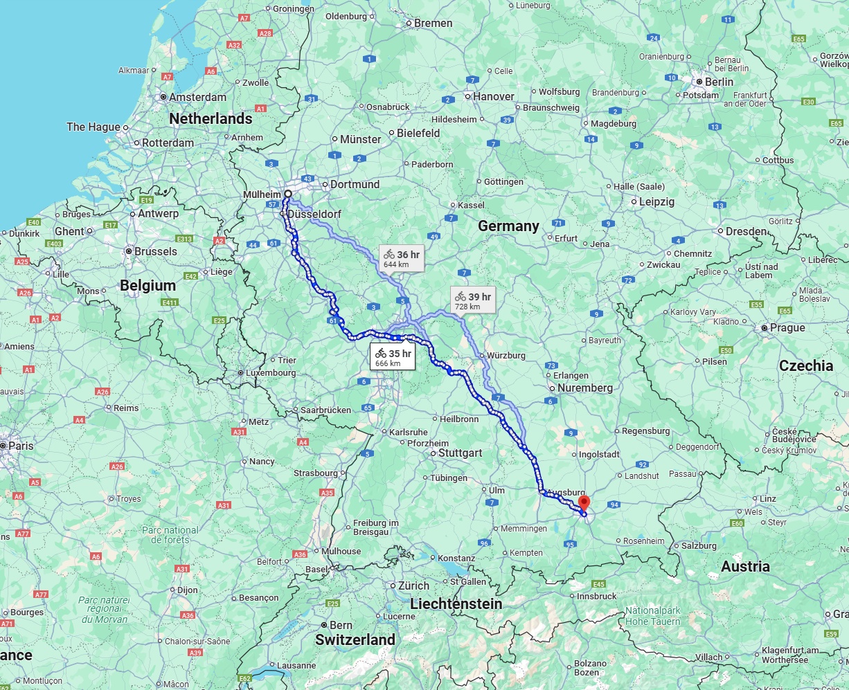 Anreise von Mülheim an der Ruhr Zu München Über 
