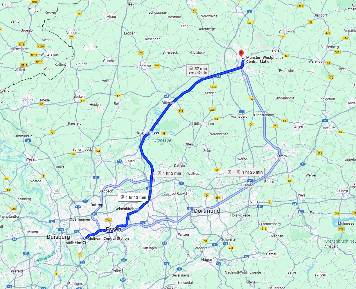 Anreise von Mülheim an der Ruhr Zu Münster Über 