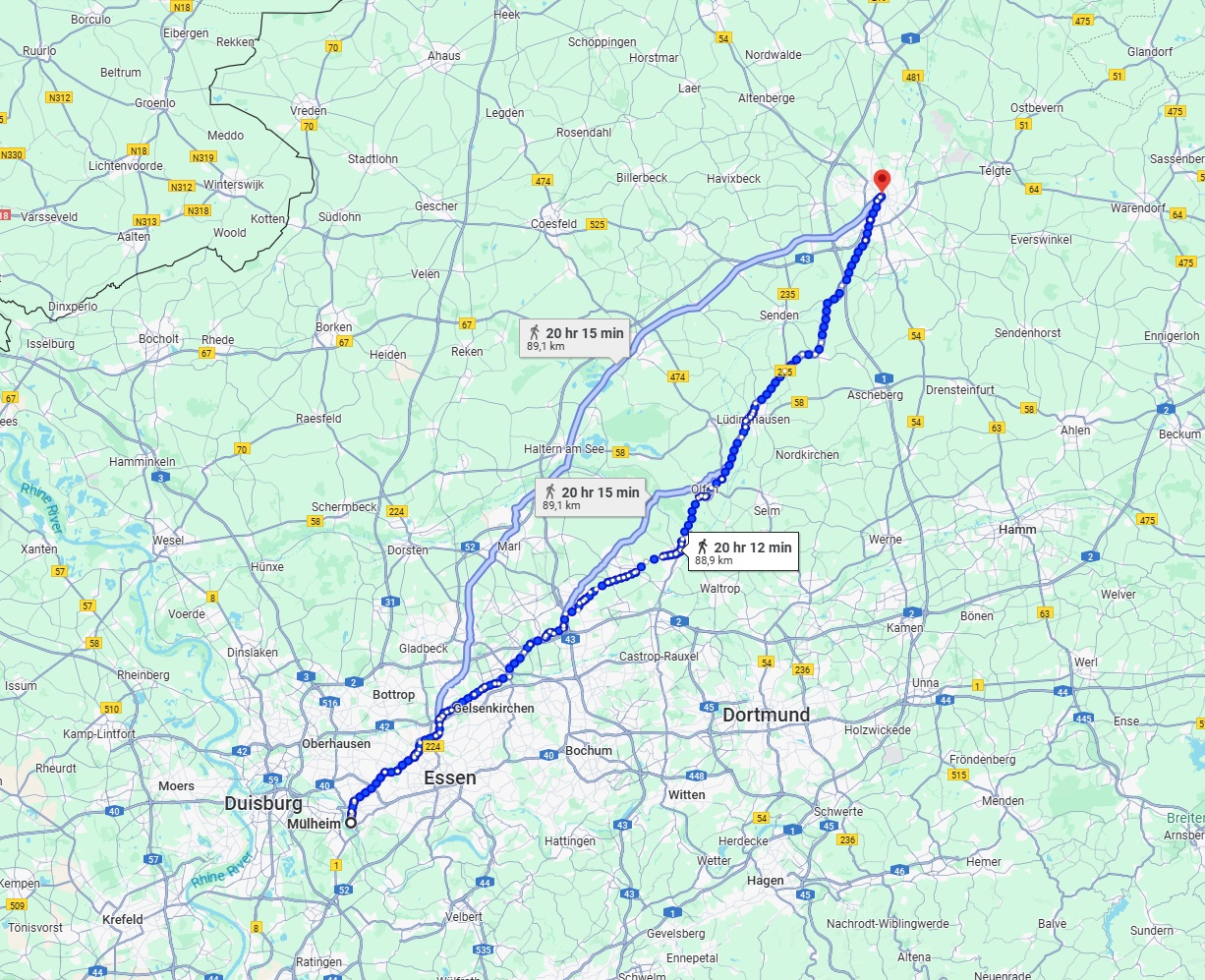 Anreise von Mülheim an der Ruhr Zu Münster Über 
