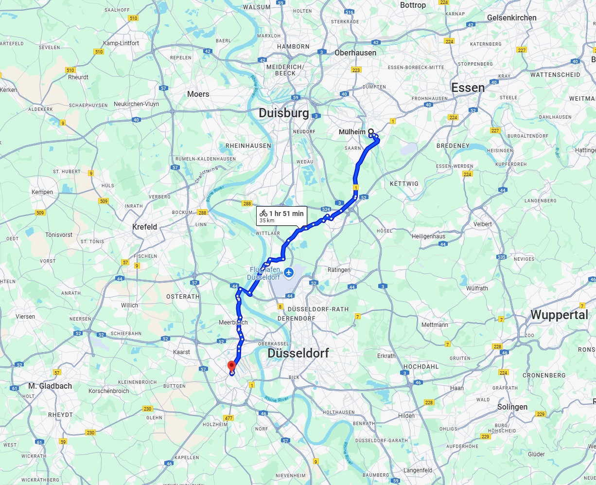 Anreise von Mülheim an der Ruhr Zu Neuss Über 