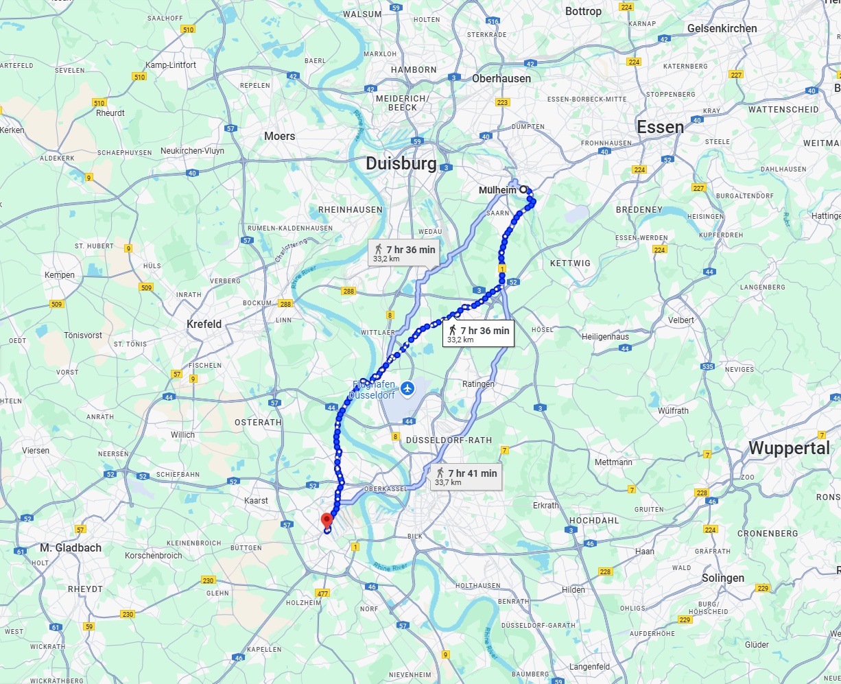 Anreise von Mülheim an der Ruhr Zu Neuss Über 