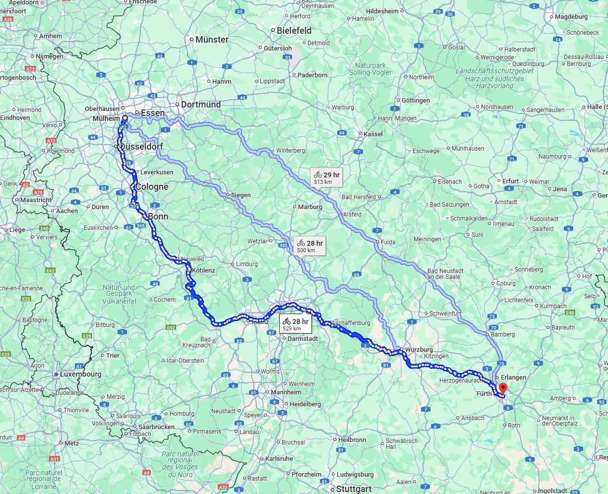 Anreise von Mülheim an der Ruhr Zu Nürnberg Über 