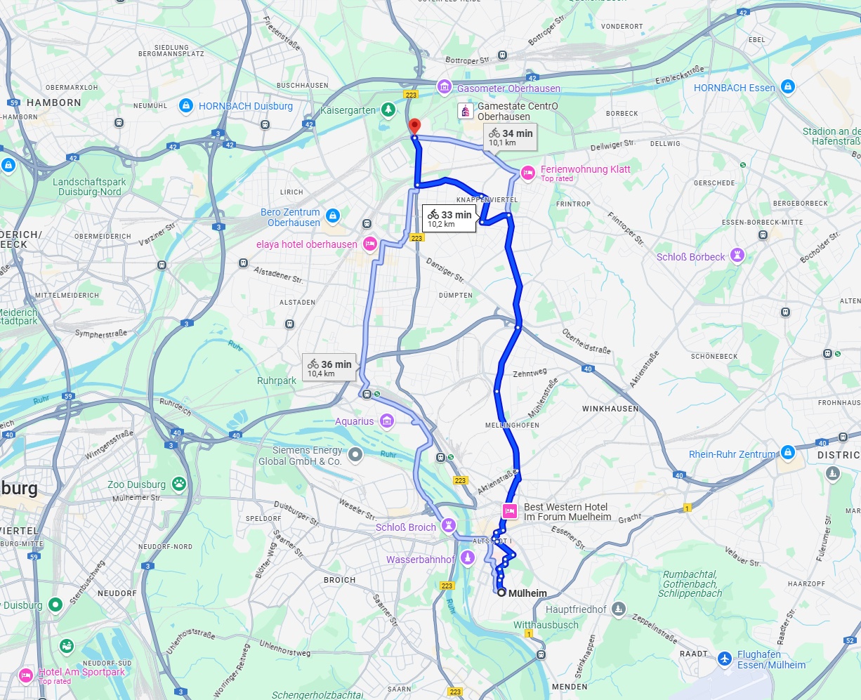 Anreise von Mülheim an der Ruhr Zu Oberhausen Über 