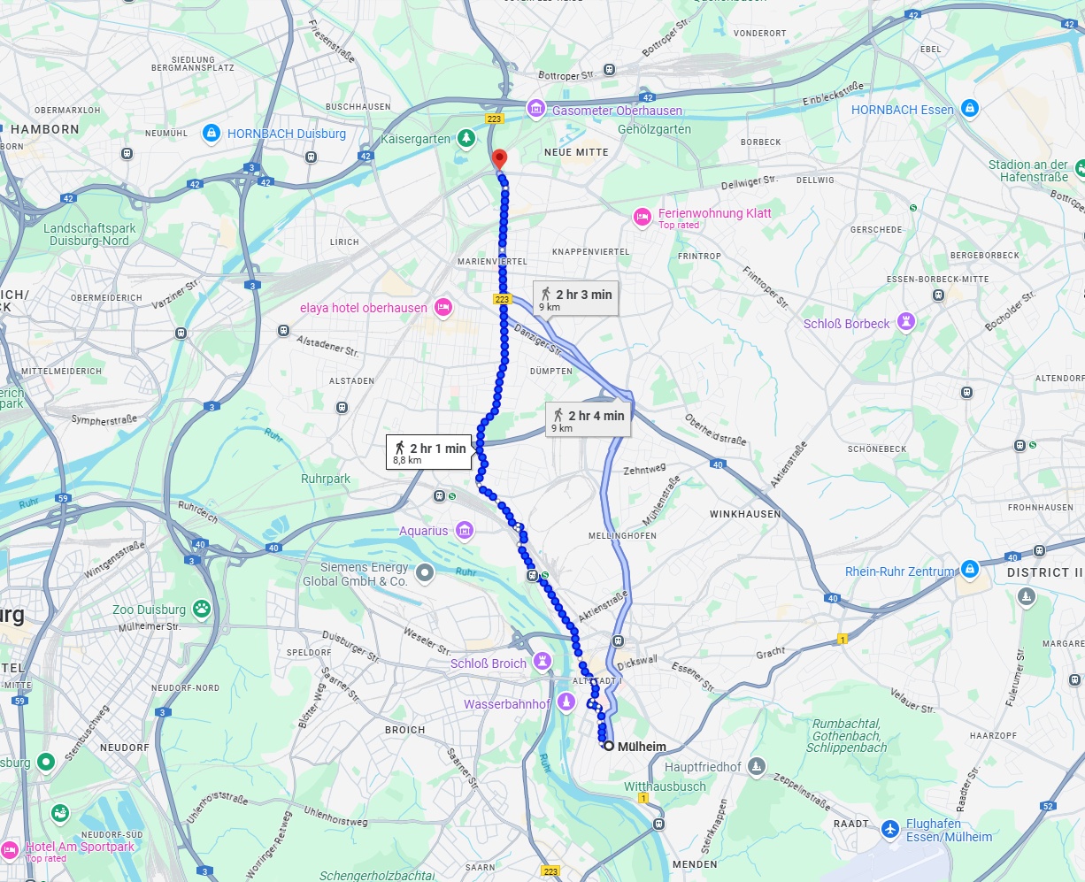 Anreise von Mülheim an der Ruhr Zu Oberhausen Über 