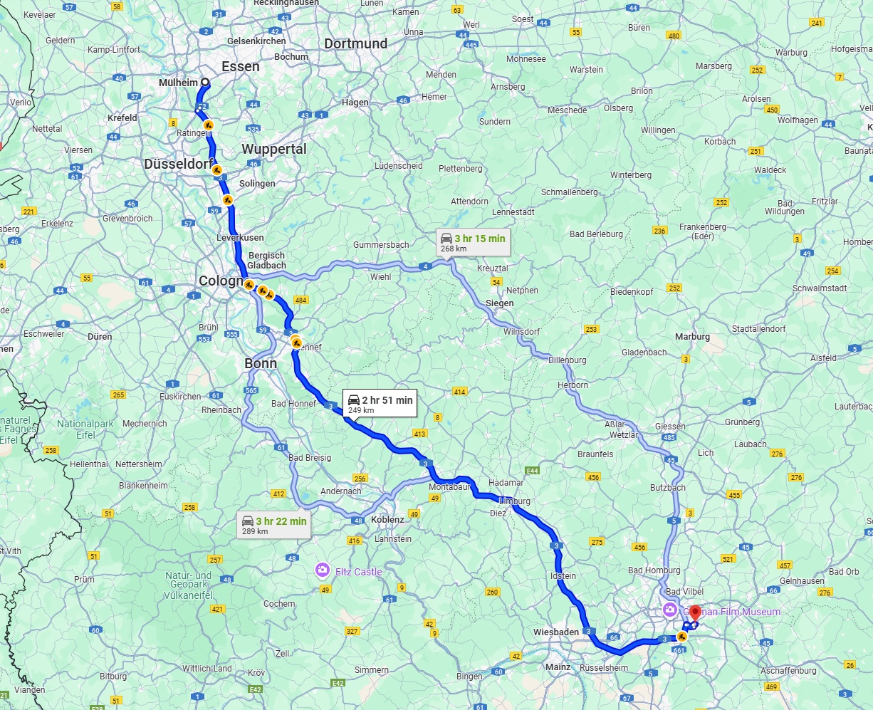 Anreise von Mülheim an der Ruhr Zu Offenbach am Main Über via A3