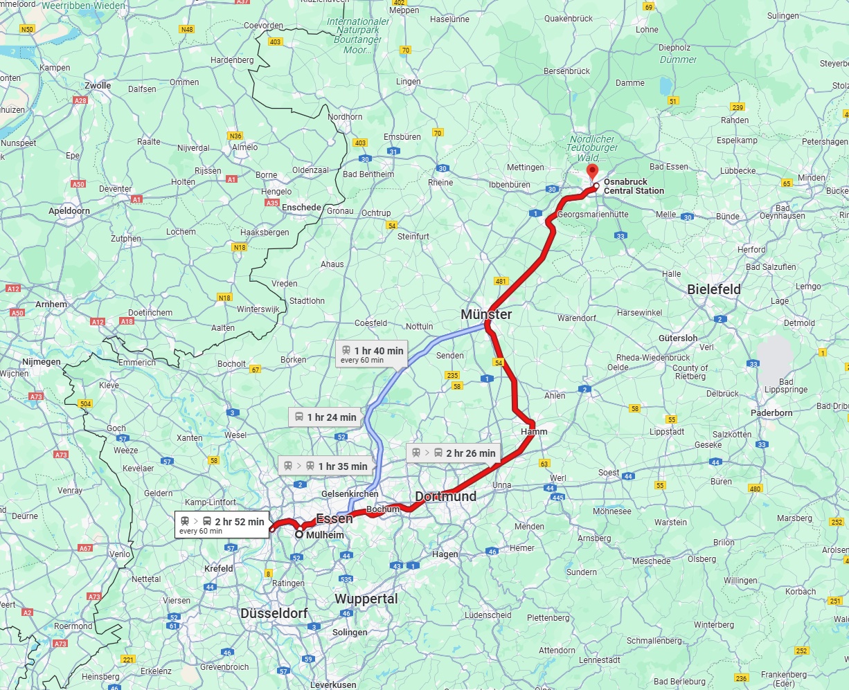 Anreise von Mülheim an der Ruhr Zu Osnabrück Über 