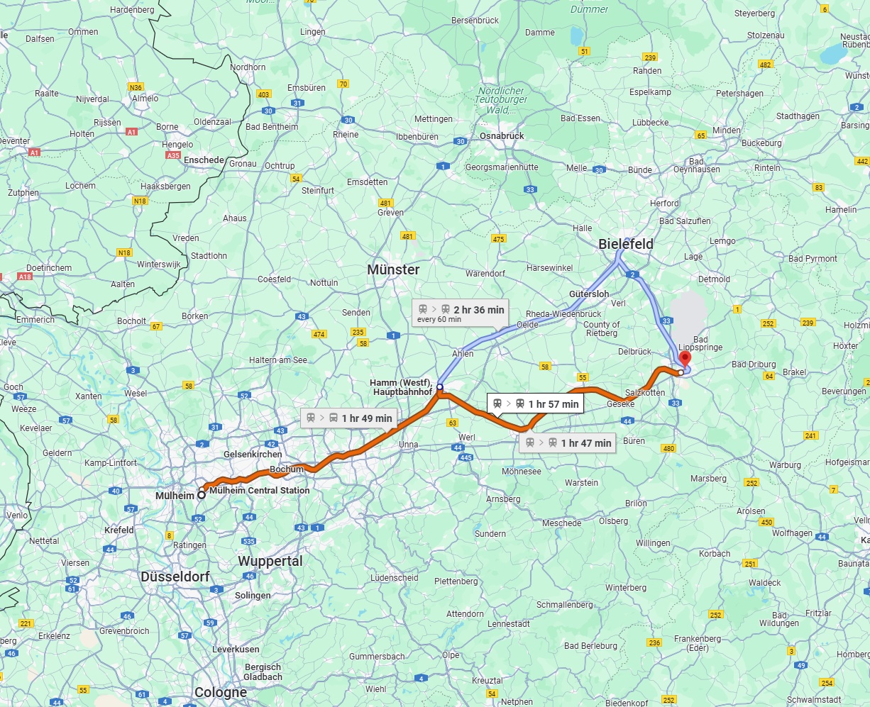 Anreise von Mülheim an der Ruhr Zu Paderborn Über 