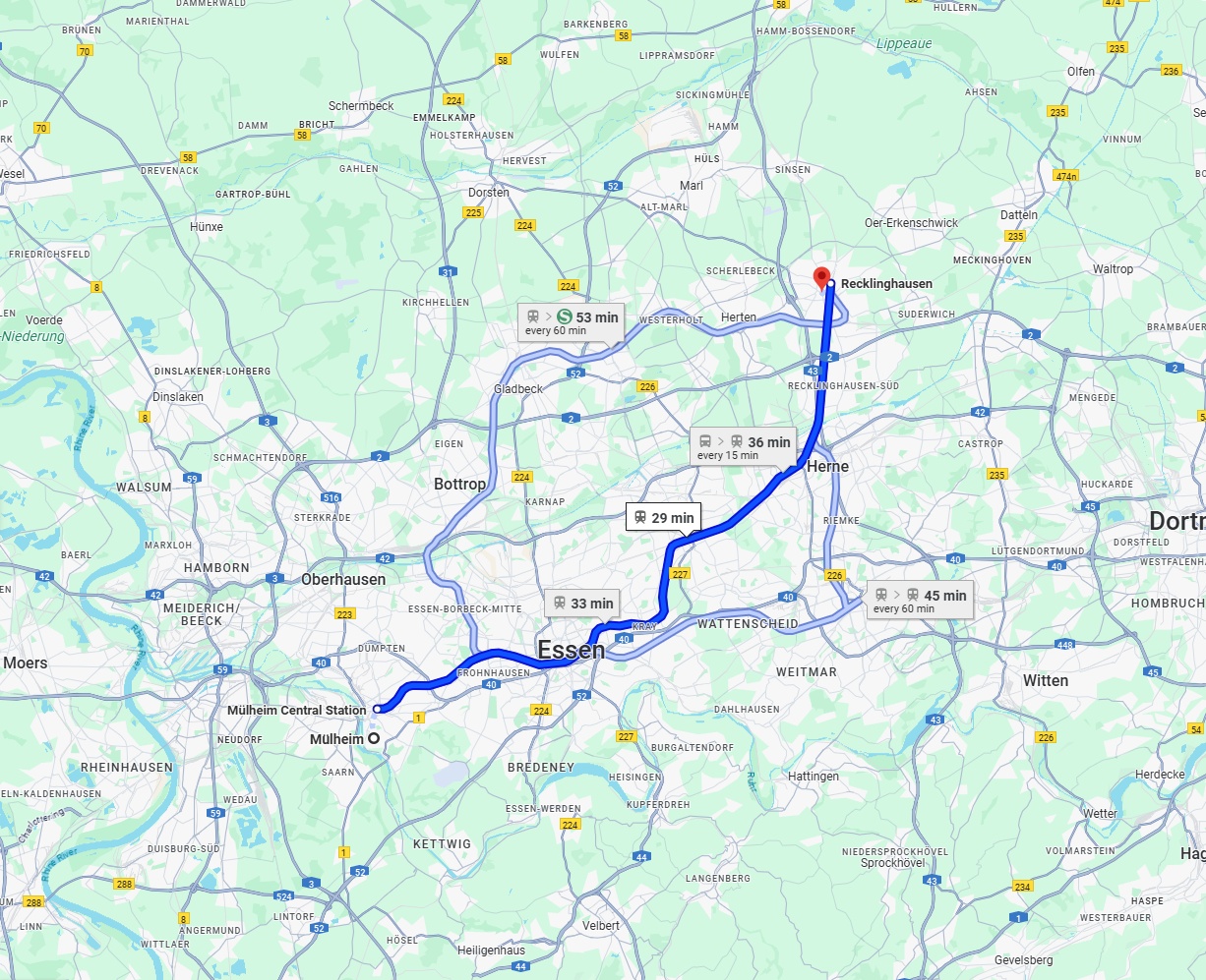 Anreise von Mülheim an der Ruhr Zu Recklinghausen Über 
