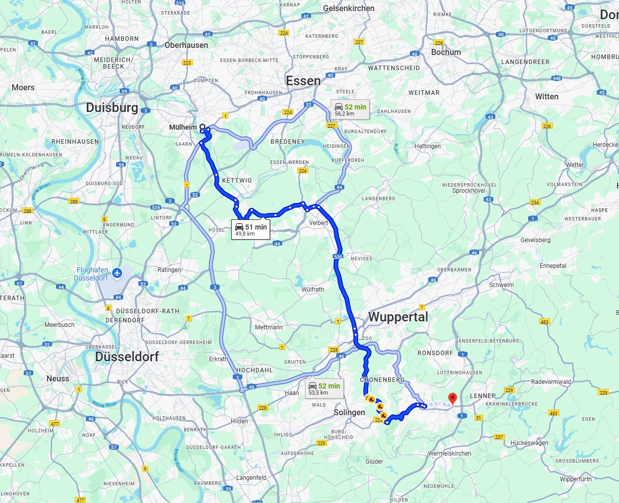 Anreise von Mülheim an der Ruhr Zu Remscheid Über via A535