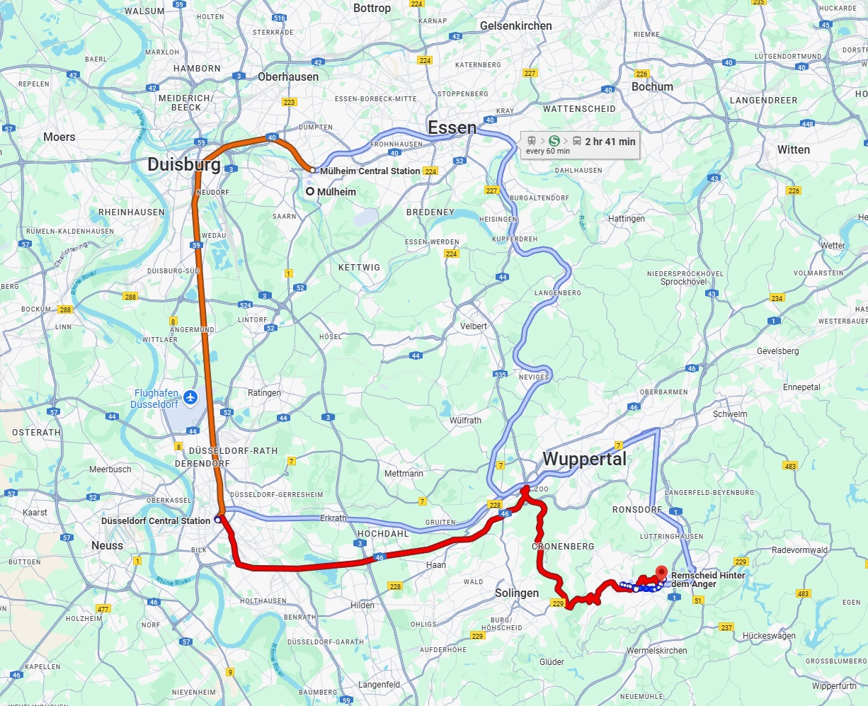 Anreise von Mülheim an der Ruhr Zu Remscheid Über 