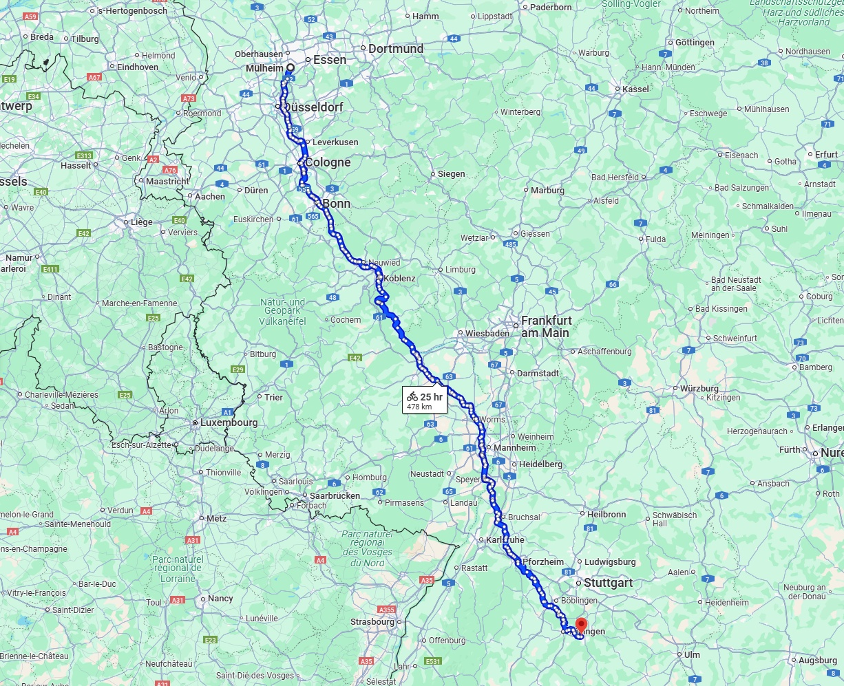 Anreise von Mülheim an der Ruhr Zu Reutlingen Über 