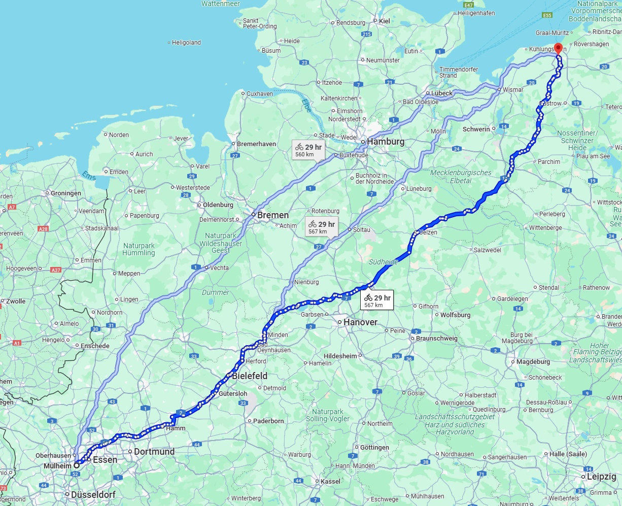 Anreise von Mülheim an der Ruhr Zu Rostock Über 