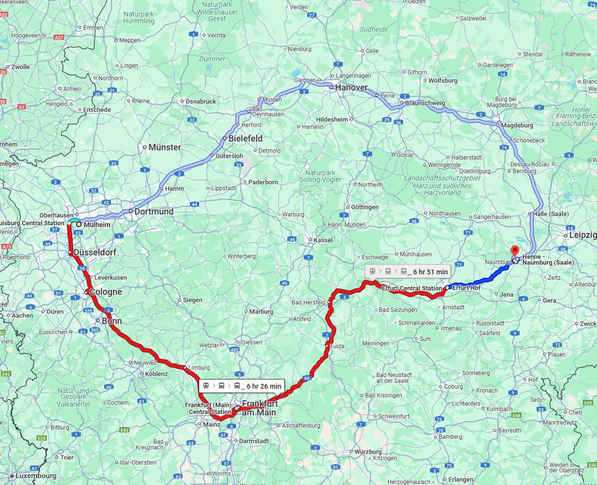 Anreise von Mülheim an der Ruhr Zu Saale Über 
