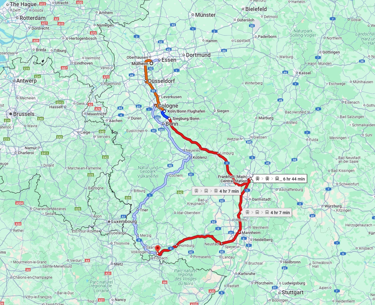 Anreise von Mülheim an der Ruhr Zu Saarbrücken Über 