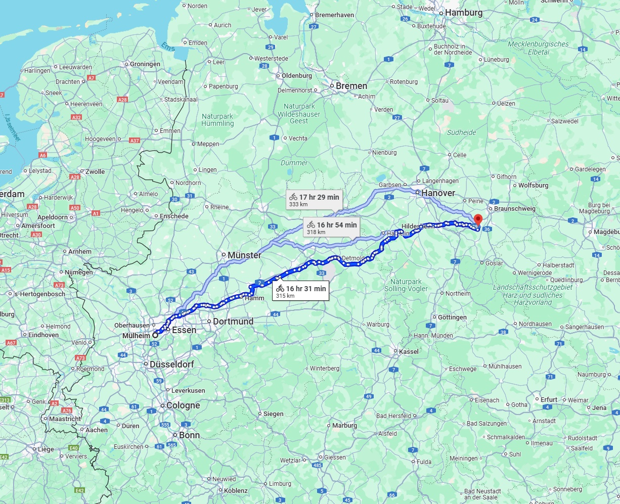 Anreise von Mülheim an der Ruhr Zu Salzgitter Über 