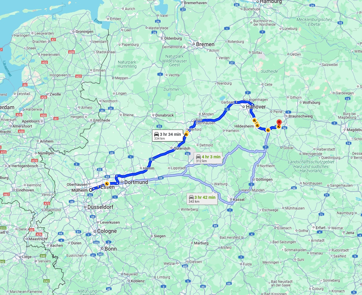 Anreise von Mülheim an der Ruhr Zu Salzgitter Über via A2