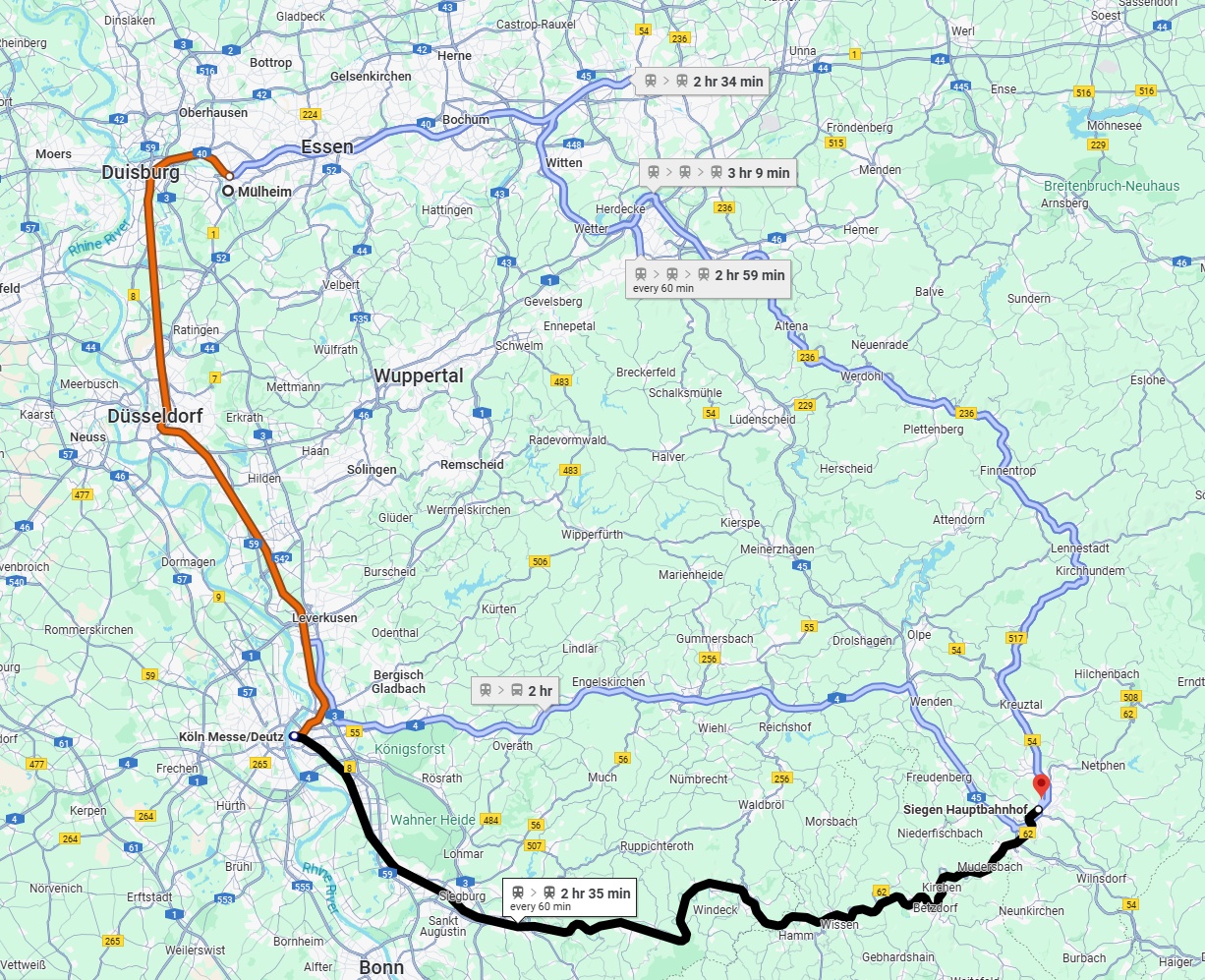 Anreise von Mülheim an der Ruhr Zu Siegen Über 