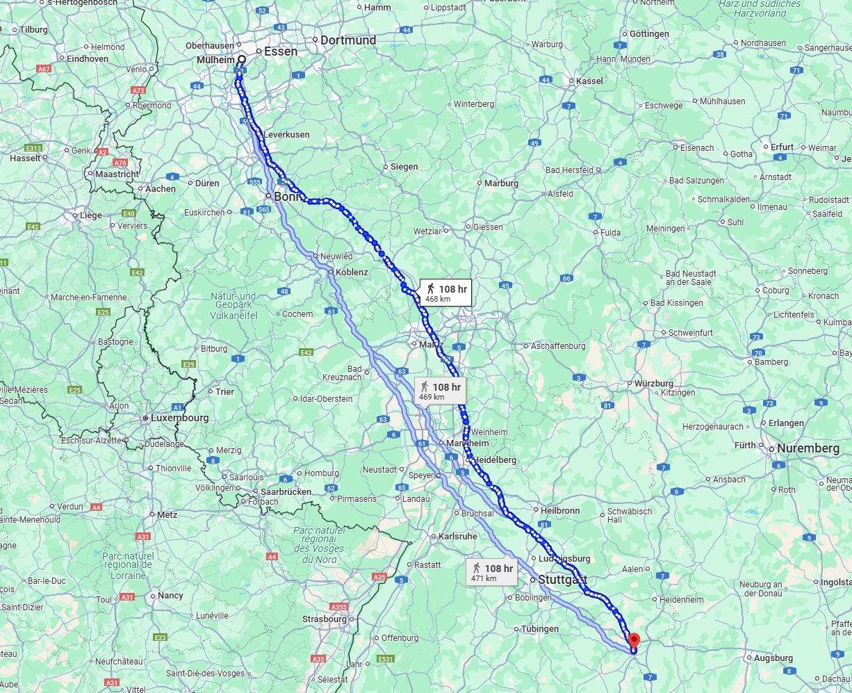 Anreise von Mülheim an der Ruhr Zu Ulm Über 