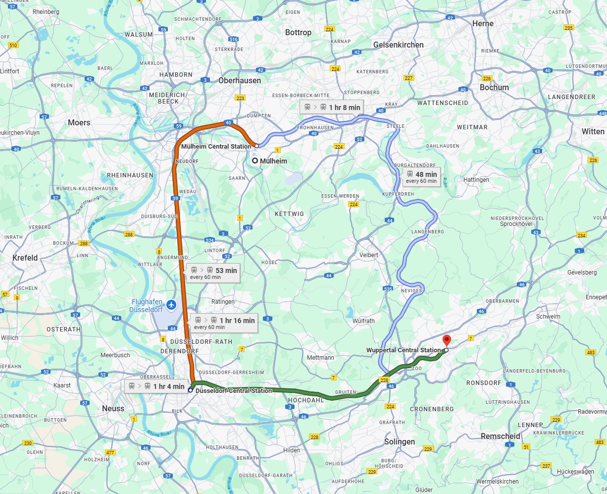 Anreise von Mülheim an der Ruhr Zu Wuppertal Über 